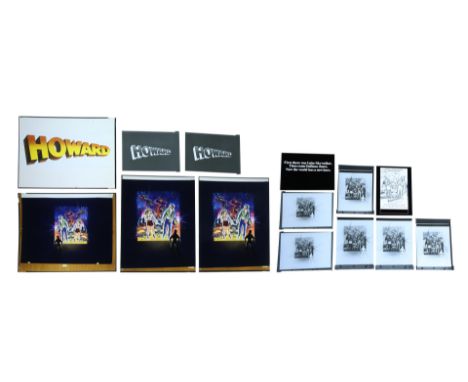 Four transparencies with 10 negatives of assorted elements of the poster concept and graphics.Various Sizes, see Feref Glossa