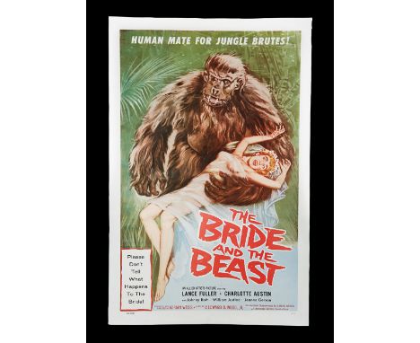 "Human mate for jungle brutes". Country of origin US One-Sheet for Adrian Weiss' jungle horror "The Bride and the Beast" (195