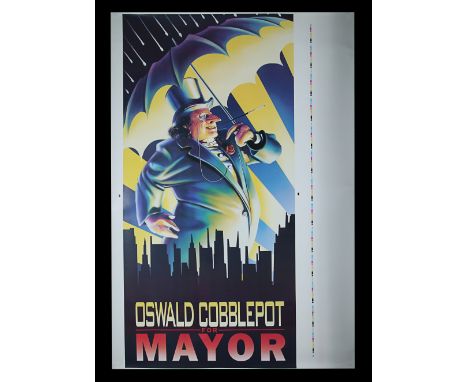 This Studio made production poster was created for the mayoral campaign of Oswald Cobblepot (Danny DeVito) the notorious Batm