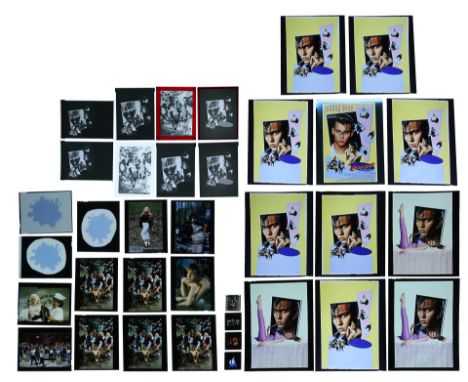 11 transparencies and 11 negatives of assorted elements of the poster concept with 10 negatives and four 35mm slides of promo