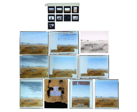 11 transparencies and a 10"x8" photograph of assorted elements of various poster concept with nine 35mm slides of promotional