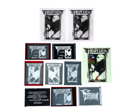 One transparency and eight negatives of assorted elements of various poster concepts and graphics with two black-and-white ph