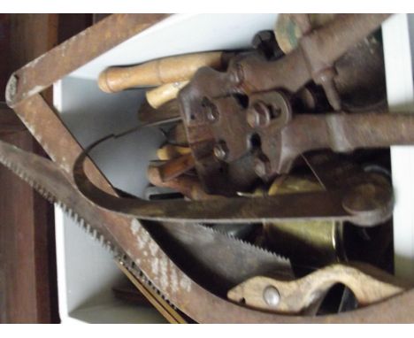 Large box of wood working tools and others