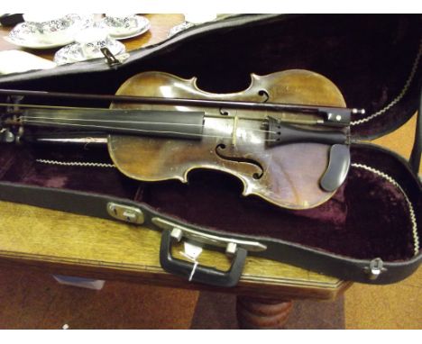 Victorian cased viola and bow