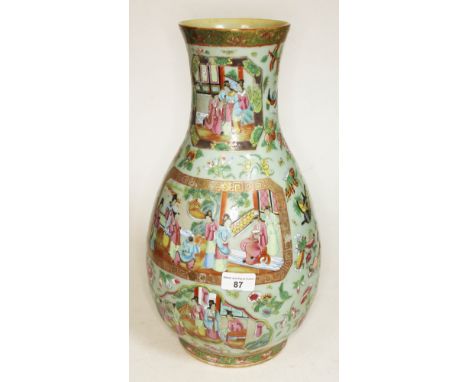 A 19th century Chinese Famille Rose vase, height 42cm.  Condition report : visible repair to the neck, hairline crack from to