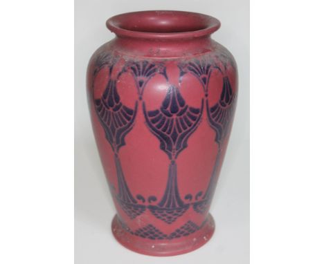 A Lovatt's Langley Ware pottery vase, height 26cm.  Condition - good, no damage/repair, general wear including dirt etc.