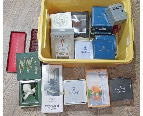 A box of boxes ceramics and glass including Lladro, Wedgwood, Rosenthal, Worcester, Price &amp; Kesington etc.  