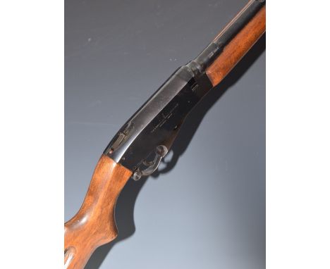 BSA Ralock .22 semi-automatic quick take down rifle with tube magazine to the butt loaded through the side of the stock, adju