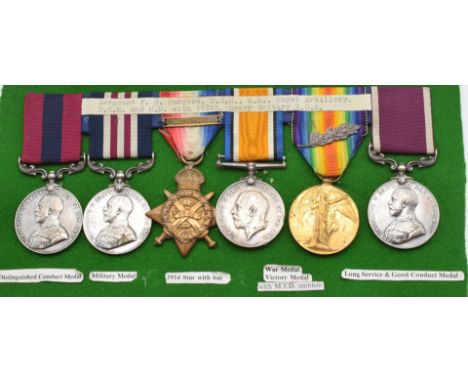 British Army WW1 Royal Artillery Distinguished Conduct Medal group of six awarded to 12409 Sgt F G Burgess, 115 Heavy Battery