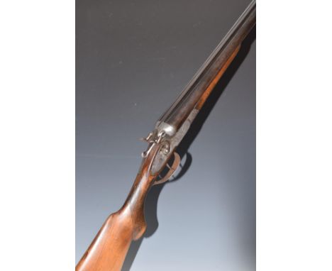 Armitalia 12 bore side by side hammer action shotgun with engraved birds scenes of birds to the locks, chequered semi-pistol 