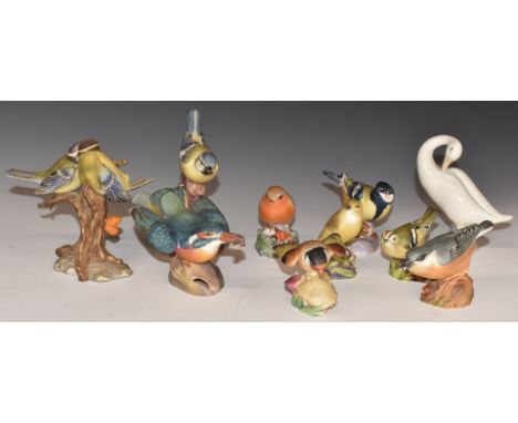 A collection of Royal Worcester, Lladro and other bird figures, tallest 11cm
