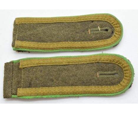 German Army WW2 pair of NCO's Light Infantry shoulder boards, acquired by a Sherwood Forester sergeant for his intelligence o