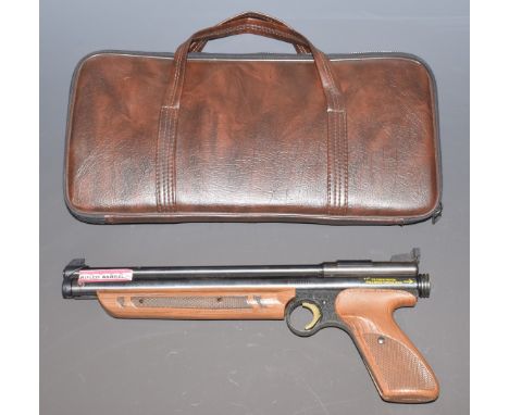 Crosman American Classic Model 1377 .177 target air pistol with shaped and chequered grips and adjustable sights, serial numb