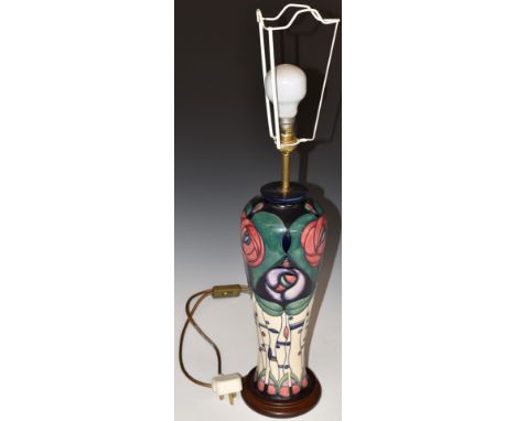 Moorcroft table lamp decorated in the Mackintosh pattern, H64cm