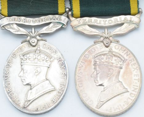British Army two Territorial Efficiency Medals (George VI) named to 5176020 Pte G Taylor Gloucestershire Regiment and 5176020