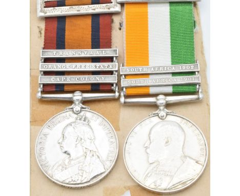 British Army Queen's South Africa Medal 1899 and King's South Africa Medal 1902 with clasps for Cape Colony, Orange Free Stat