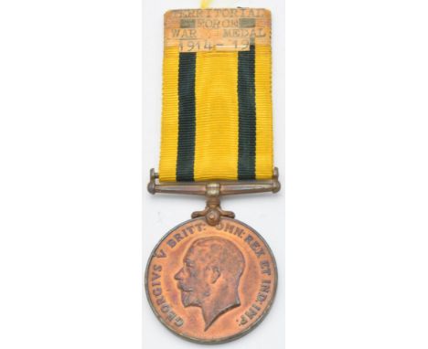 British Army WW1 Territorial Force War Medal named to 1858 Pte A Daniels, Wiltshire Regiment