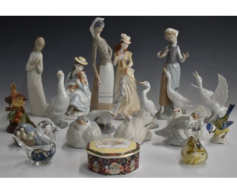 Collection of Lladro, Nao and Coalport figures, tallest 27cm