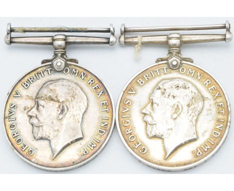 British Army WW1 medals comprising two War Medals named to 31365 Pte E A Sykes and 34770 Pte T H Woodward, both Oxfordshire a
