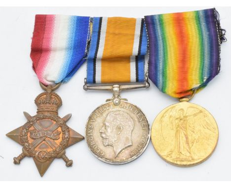 British Army WW1 medals comprising 1914/1915 Star, War Medal and Victory medal named to 12576 Pte F Lewis, Gloucestershire Re