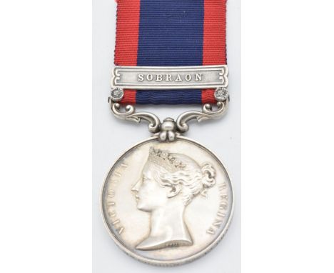 British Army Sutlej Medal 1846 with clasp for Sobraon named to Thomas William Gooden 3rd Light Dragoons
