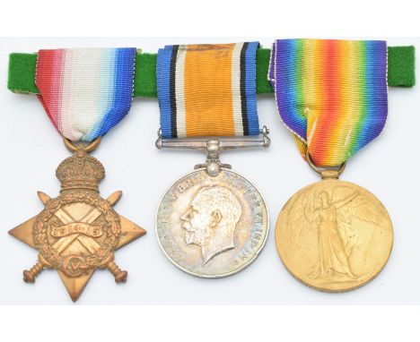 British Army WW1 medals comprising 1914/1915 Star, War Medal and Victory Medal named to 15304 Pte J Hawkes, Gloucestershire R