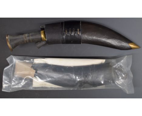 Gurkha British Army issue kukri knife with 26cm blade, leather sheath with karda and chakmak and spare sheath, still in seale