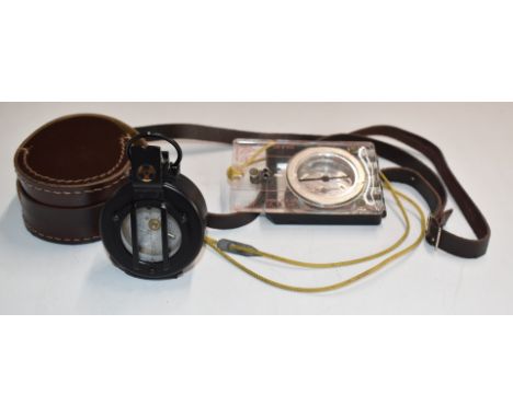 Francis Barker M73 prismatic compass, serial number 29971, with case and carry strap, together with a Silva Type 15T 'The Ran