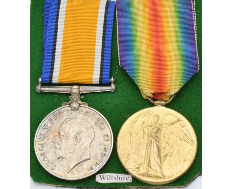 British Army WW1 medals comprising War Medal and Victory Medal named to 11272 Colour Sergeant C Kunkler, Wiltshire Regiment