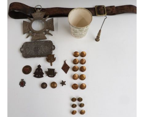 Small collection of military badges and buttons including Army Ordnance Corps, Royal Air Force hallmarked silver pendant etc