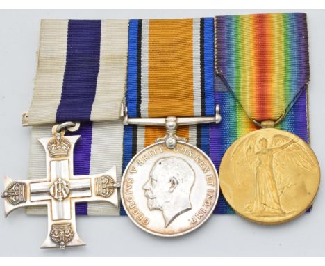 British Army WW1 medals comprising Military Cross, War Medal and Victory Medal named to Captain A F Barnes, 2/5th Gloucesters