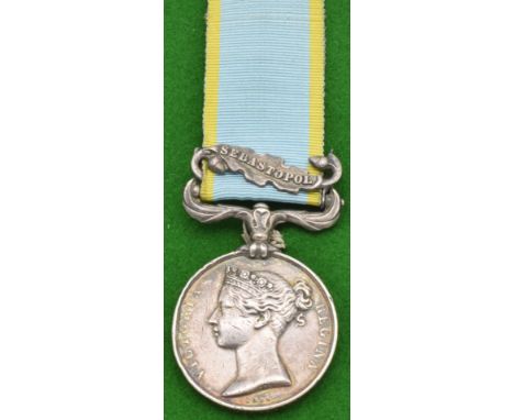 British Army Crimea Medal 1854 with clasp for Sebastopol named to Sergeant R Mobley 2nd Battalion 1st Regiment of Foot