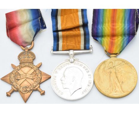 British Army WW1 medals comprising 1914/1915 Star, War Medal and Victory Medal named to 13269 Pte W Homer, Gloucestershire Re