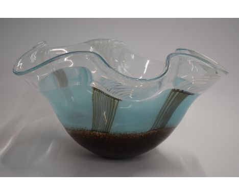 Svaja Studio glass handkerchief centerpiece bowl in the 'Cloak of Neringa' pattern, signed to base,&nbsp;40cm diameter, 20cm 