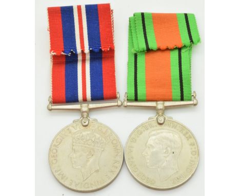 Royal Air Force WW2 medal pair comprising War Medal and Defence Medal for LAC R Smith 907540, with address postal box for Che