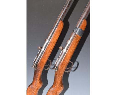 Two Webley &amp; Scott .410 single barrelled bolt-action shotguns with 25.5 and 23.5 inch barrels, serial numbers 1445 and 52