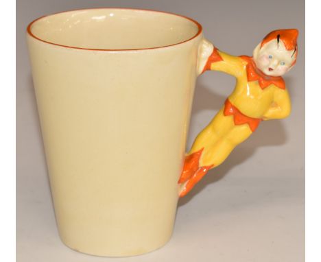 Clarice Cliff for Wilkinson Pottery mug with figural pixie handle, H10cm