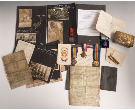 British Army medals and ephemera for Private George Wheatley, comprising Queen's South Africa medal with clasps for Orange Fr