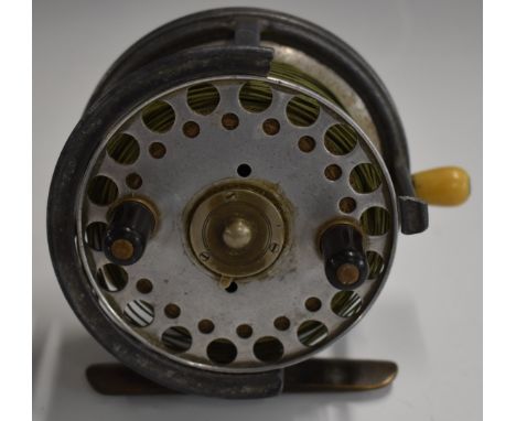 Hardy Brothers of Alnwick 'The Silex' no2 salmon fly fishing alloy reel, unusual wide drum model (has damage)