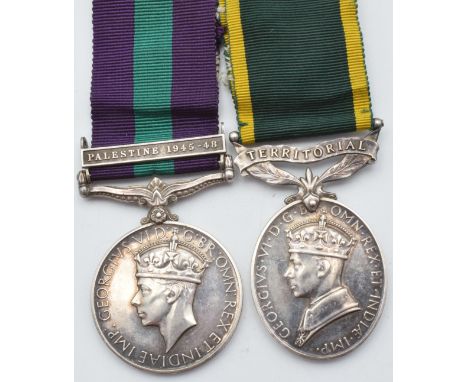 British Army General Service Medal with clasp for Palestine 1945-48 and Territorial Efficiency Medal named to 906878 Signalma