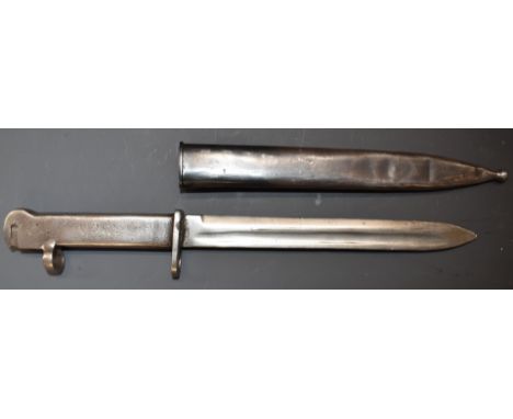 Turkish all metal bayonet, stamped 23838 to grip, with 24cm blade and scabbard