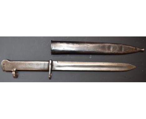 Turkish all metal bayonet, stamped 23838 to grip, with 24cm blade and scabbard