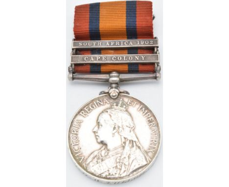 Queen's South Africa Medal 1899 with clasps for Cape Colony and South Africa 1902, named to Captain R H W Tulloh A P D, broth