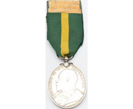 British Army Territorial Force Efficiency Medal (Edward VII) named to 70 Pte A Crossley 10th Battalion Manchester Regiment&nb