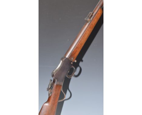 W W Greener Martini style .22 lever-action rifle with named lock, adjustable target sights, sling suspension mounts and 26 in
