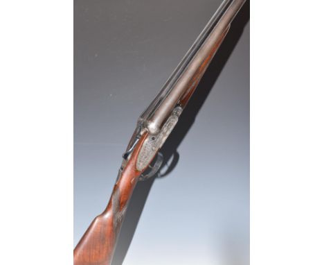 Victor Sarasquetta 12 bore side by side ejector shotgun with named and engraved sidelock plates, engraved top plate, thumb le