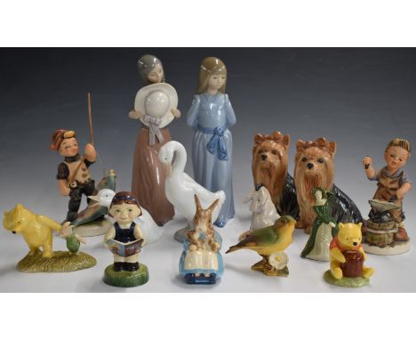 Lladro, Nao, Goebel Hummel, Sylvac, Beswick and Royal Doulton figures, tallest 25cm