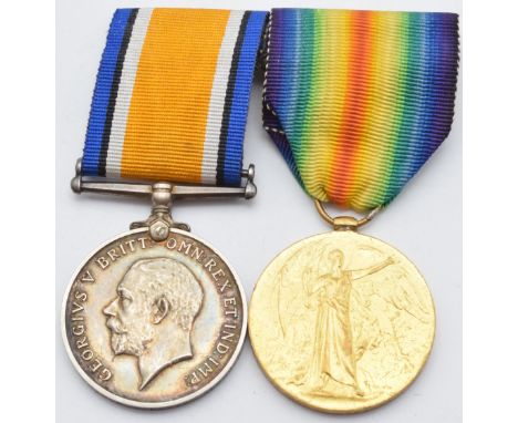 British Army WW1 medals comprising War Medal and Victory Medal named to 18202 Pte H F G Lewis, Gloucestershire Regiment