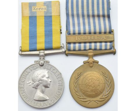 British Army Korea Medal 1951 named to 22540538 Signalman J H Sabine Royal Signals together with a United Nations Korea Medal