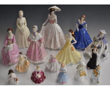 A collection of approximately fifteen&nbsp;figurines&nbsp;including Royal Worcester, Coalport, Royal Doulton and Wedgwood